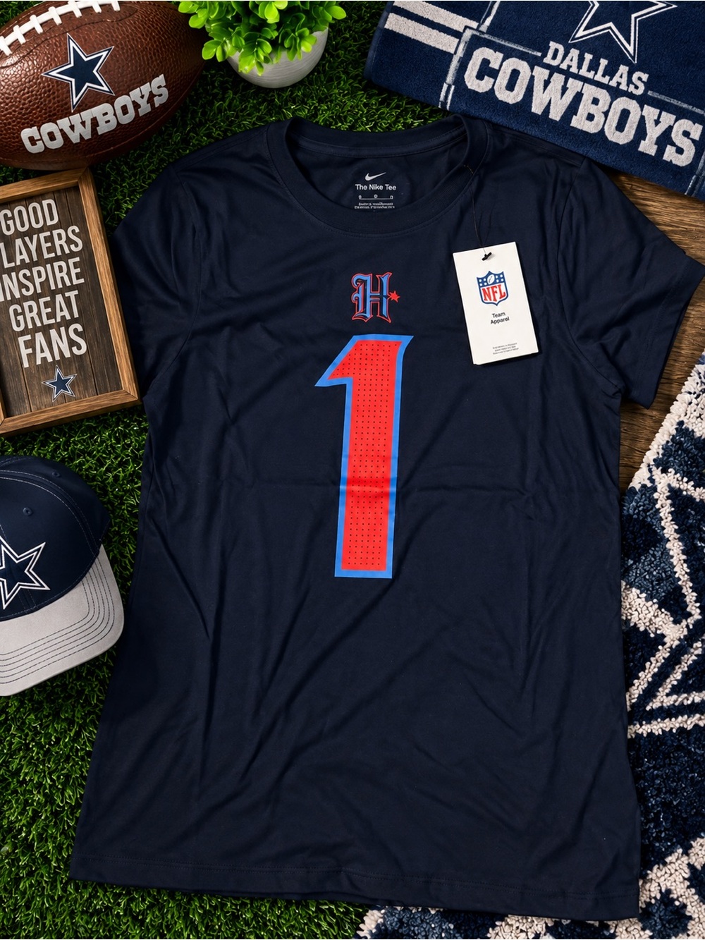 Nike Navy Tee with Red and Blue Number 1